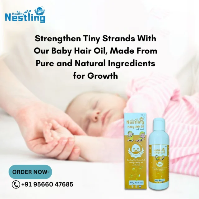 Protect your baby from rashes and keep them feeling fresh with Healthy Nestling Baby Hair oil 🌬️👼. 🧴🌿. Enriched with calming herbal extracts, it’s perfect for daily use on body areas. Let your baby feel dry, soft, and happy all day long 💚.#BabyPowder #HealthyNestling #TalcFree #FreshBaby #SoftTouch
