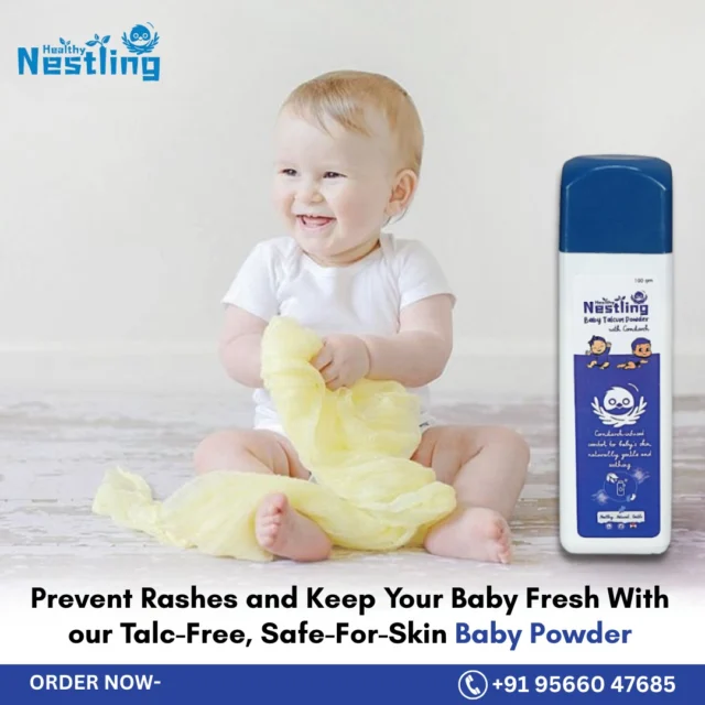 Healthy Nestling Baby Powder is a premium, talc-free formulation specially crafted to care for your baby’s delicate skin.Made with ultra-fine, skin-friendly ingredients and enriched with natural extracts, it helps absorb excess moisture and prevents diaper rashes, chafing, and irritation. 🌿👶#BabyLotion #HealthyNestling #SmoothSkin #NaturalBabyCare #BabyEssentials